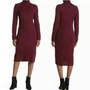 BB Dakota x Steve Madden Red Maroon Ribbed Turtleneck Sweater Dress